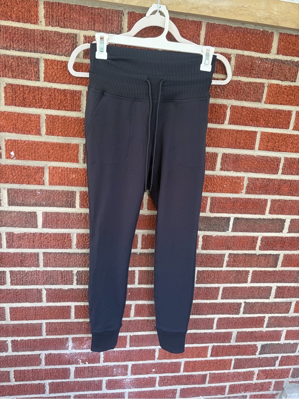 Avalanche Black Rib-Waist Jogger Pants